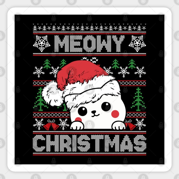 Meowy Christmas Funny Christmas Magnet by Pop Cult Store